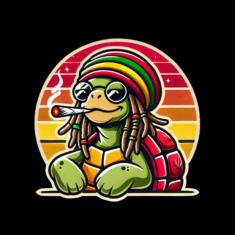Coole Schildkröte Mit Rastamütze und Joint