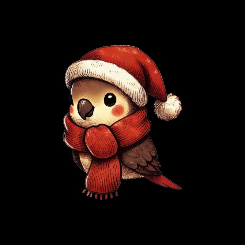 Oiseau de Noël avec chapeau et écharpe