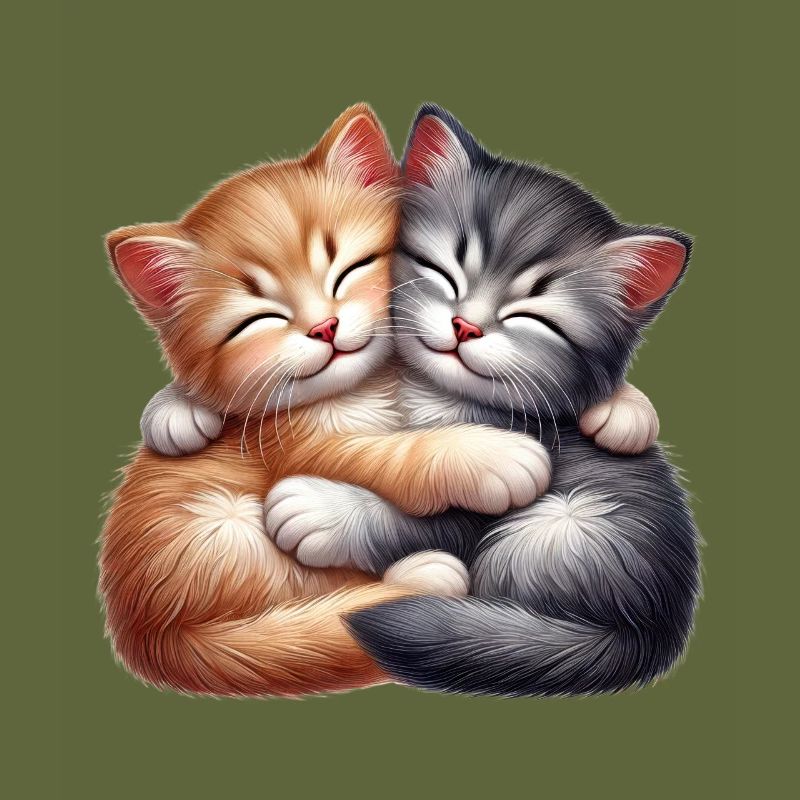 Two cuddling kittens in loving embrace