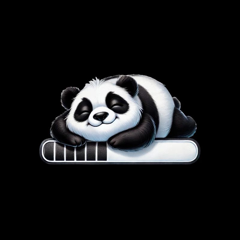 Cute panda sleeping on loading bar