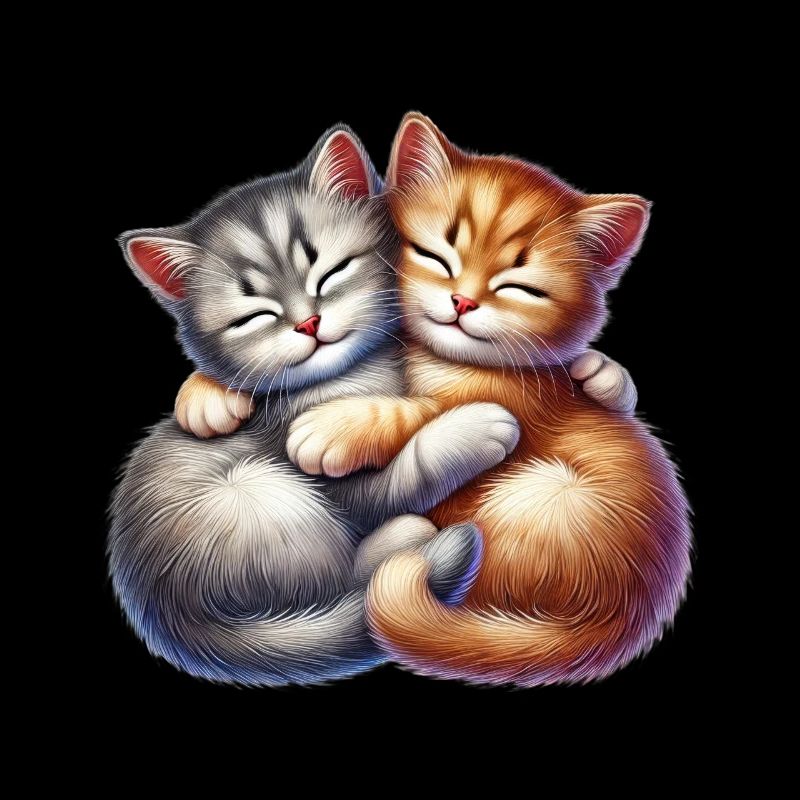 Two cuddling kittens in loving embrace