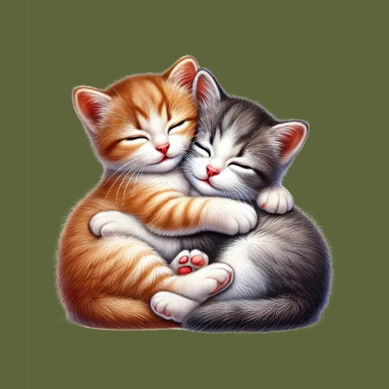 Two cuddling kittens in loving embrace