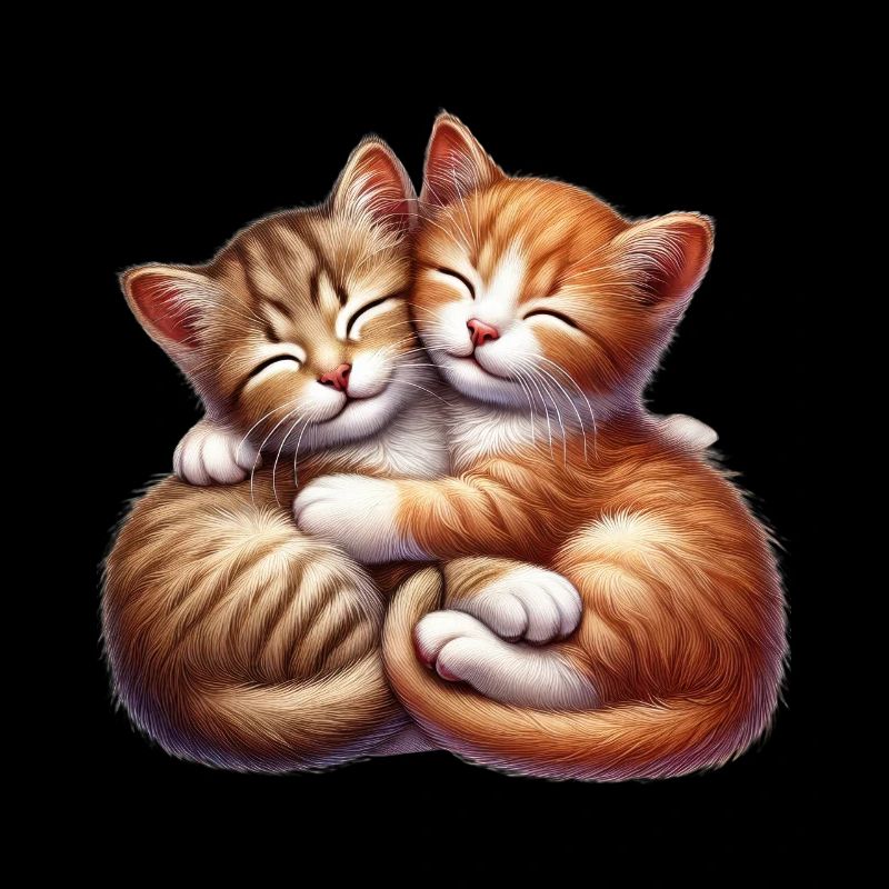 Two cuddling kittens in loving embrace