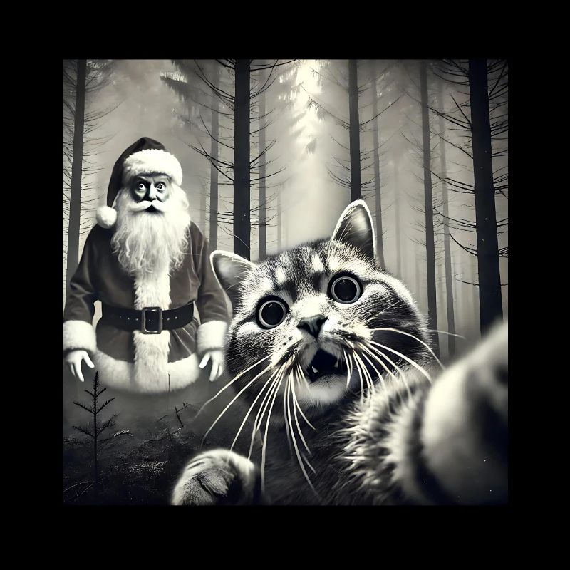 Le chat et le père Noël existent vraiment : Selfie Noël