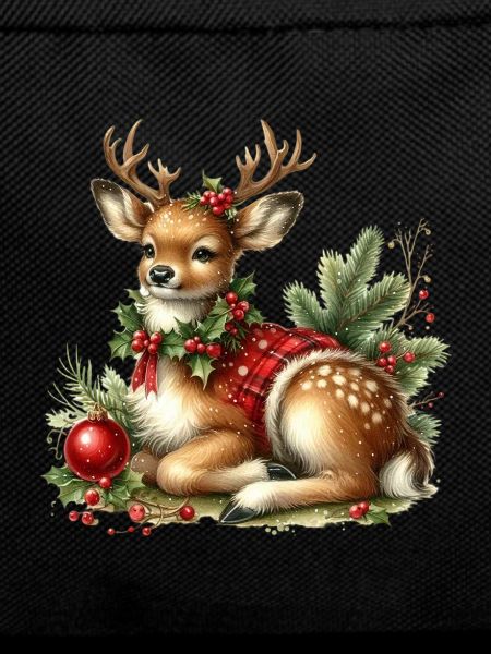 Christmas fawn with festive wreath