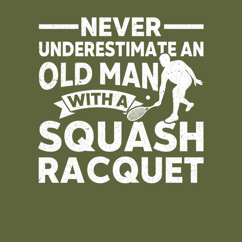 Squash Player Old Man With Squash Racket Squash