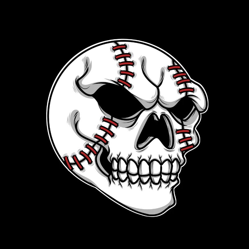 Joueur de baseball Skeleon Head Skull Baseball