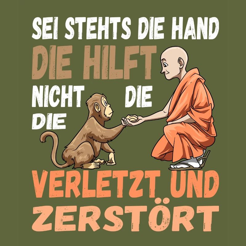 Helfende Hand Helfen Affe Mönch Nächstenliebe