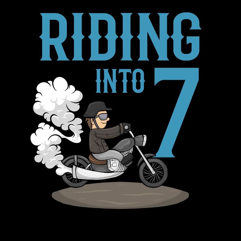 Motorcyclist Riding Into 7 Motorcycle Birthday