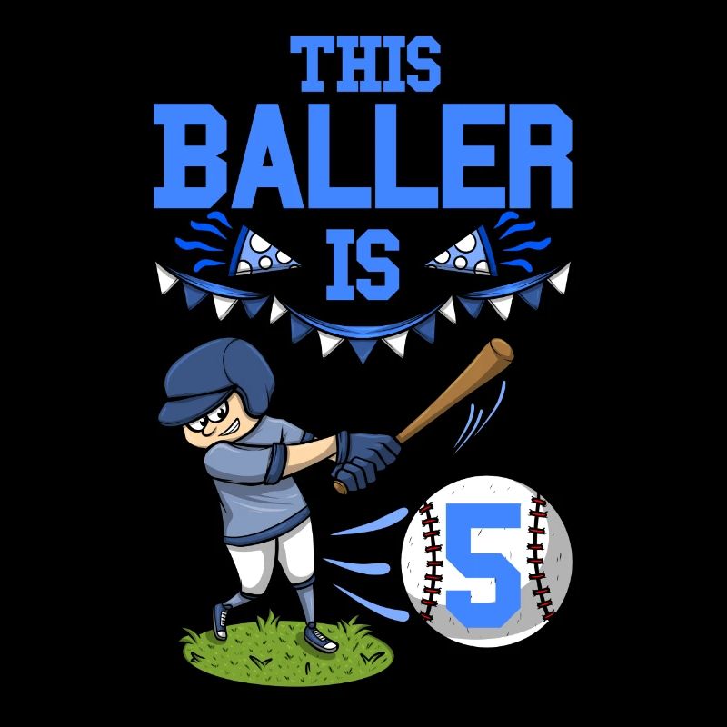 Baseball Player This Baller Is 5 Birthday Baseball