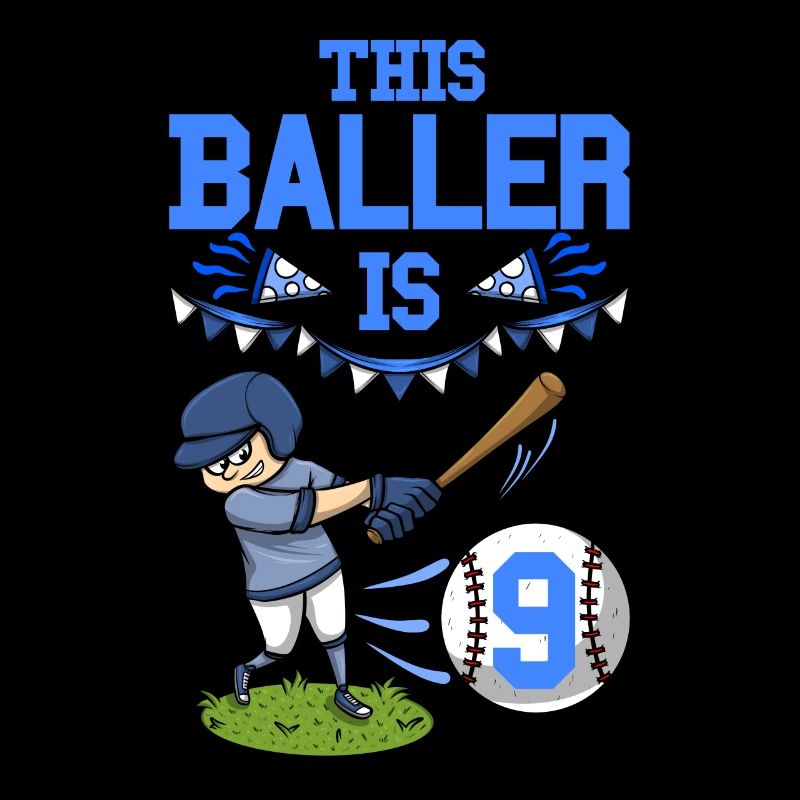 Baseball Player This Baller Is 9 Birthday Baseball
