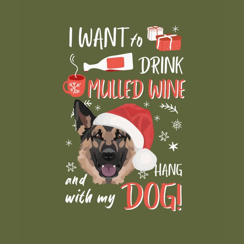 German Shepherd Mulled Wine Christmas
