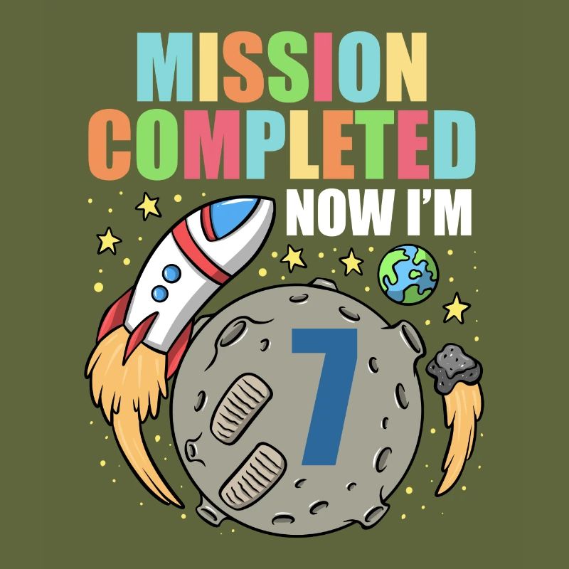 Space Birthday 7 Astronaut Planets Rocket Ship