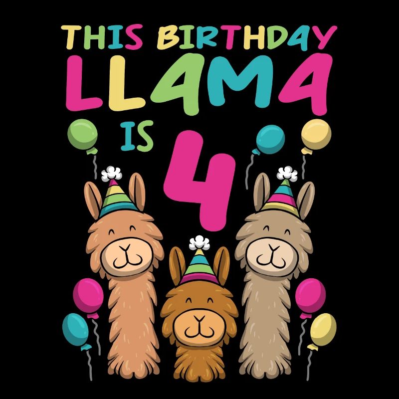 Lama Geburtstag 4. Geburtstag Party Alpaka Mädchen