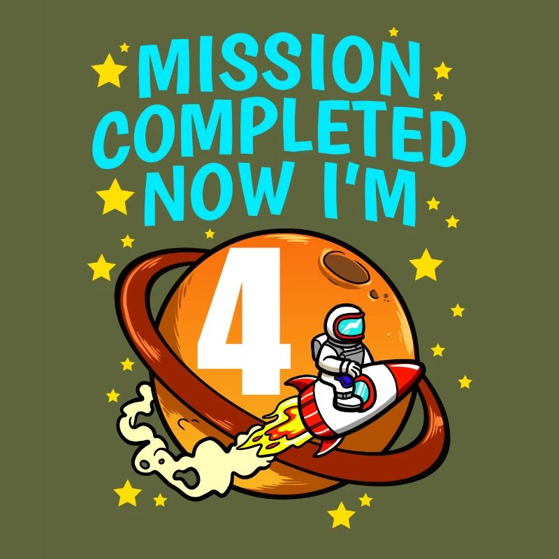 Space Birthday 4 Astronaut Planets Rocket Ship