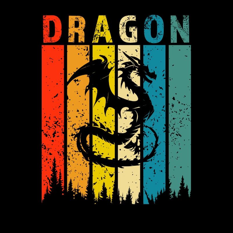 Drache Retro-Design Drache Geschenk