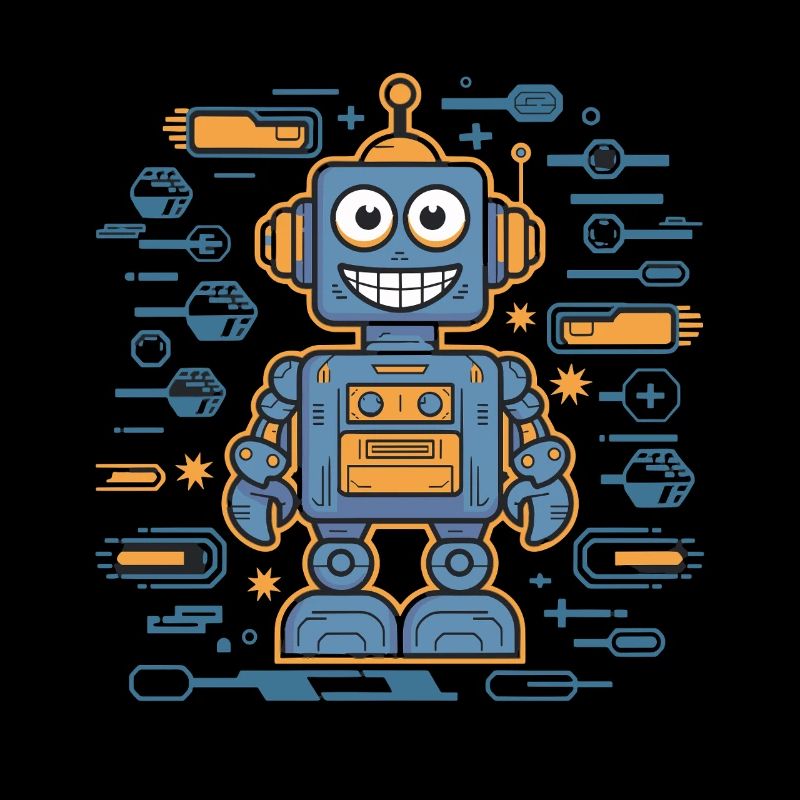 Cheerful robot with gears and