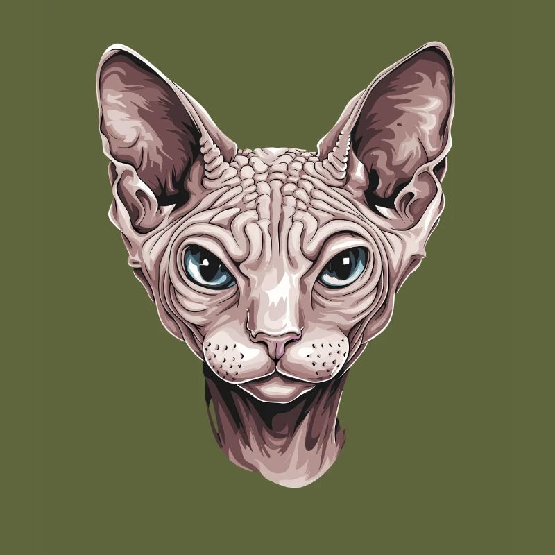 Fascinating Sphinx Cat Portrait Artwork
