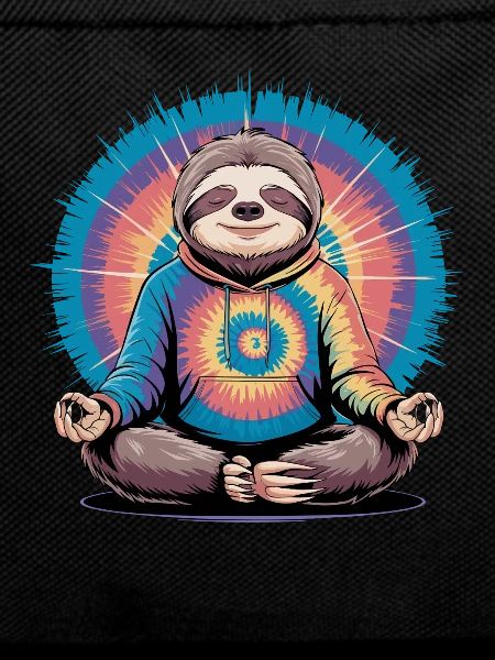 Meditating sloth in rainbow look