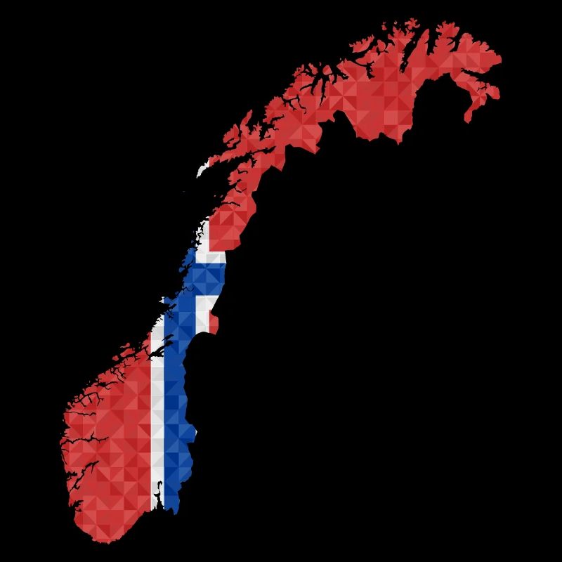 Norvège Drapeau Polygone Contour de la Scandinavie