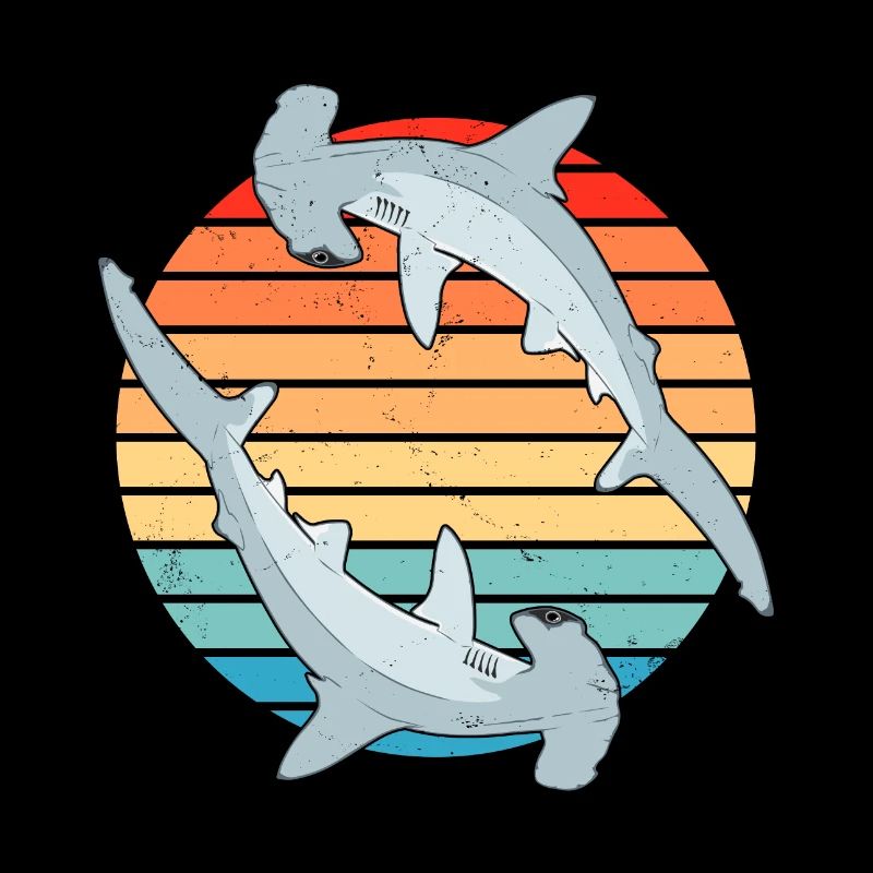 Hammerhead Shark Retro Sunset