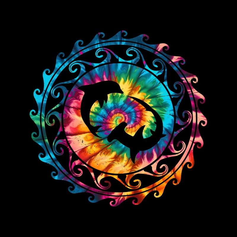 Requin-marteau et dauphin Tie Dye