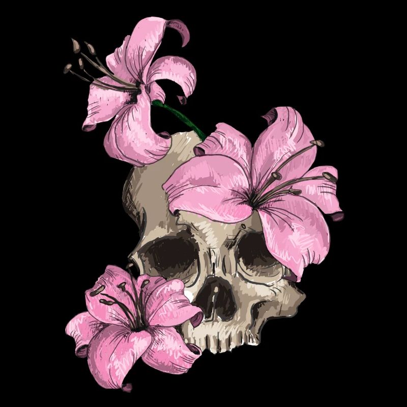 Skull with lilies