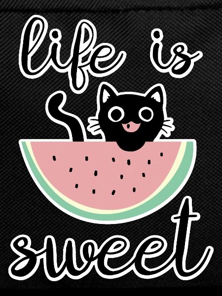 life is sweet cat with watermelon