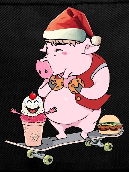 Santa Claus Skater Skating Piggy