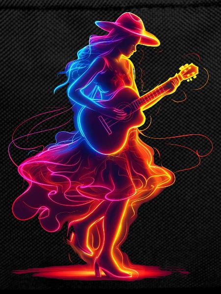 Gitarrist Mädchen Synthwave