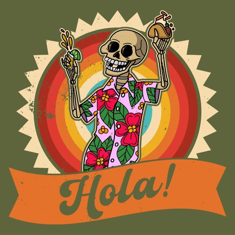 Skeleton Vacation Summer Mexico Beach Taco