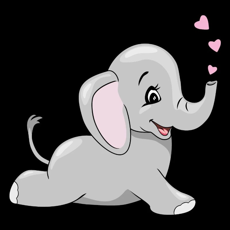 Lying happy baby elephant
