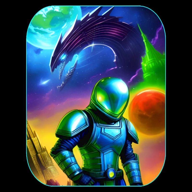 Astronaut with alien dragon in space