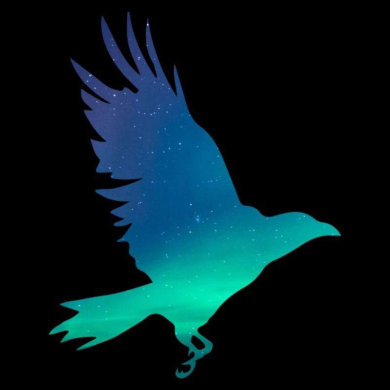 Crow in northern lights