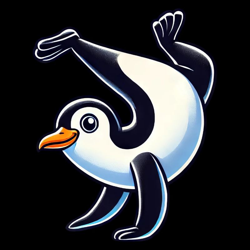 Penguin Handstand Cute Comic Gymnastics