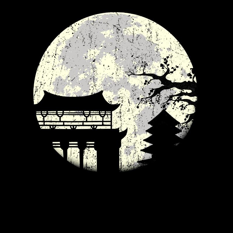 Temples japonais avec lune