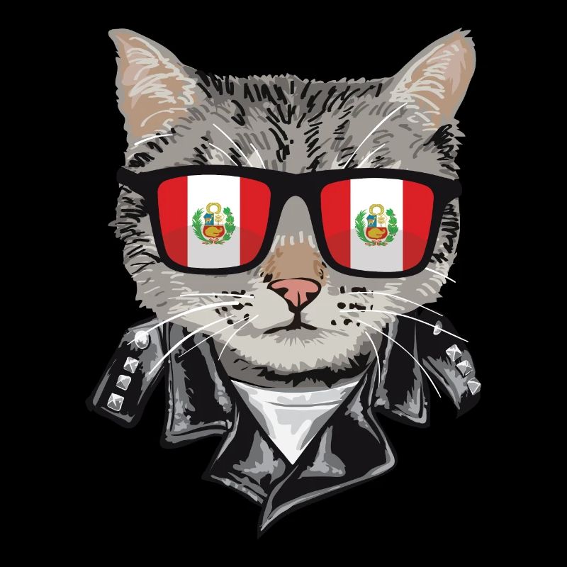 Cat sunglasses with Peruvian flag