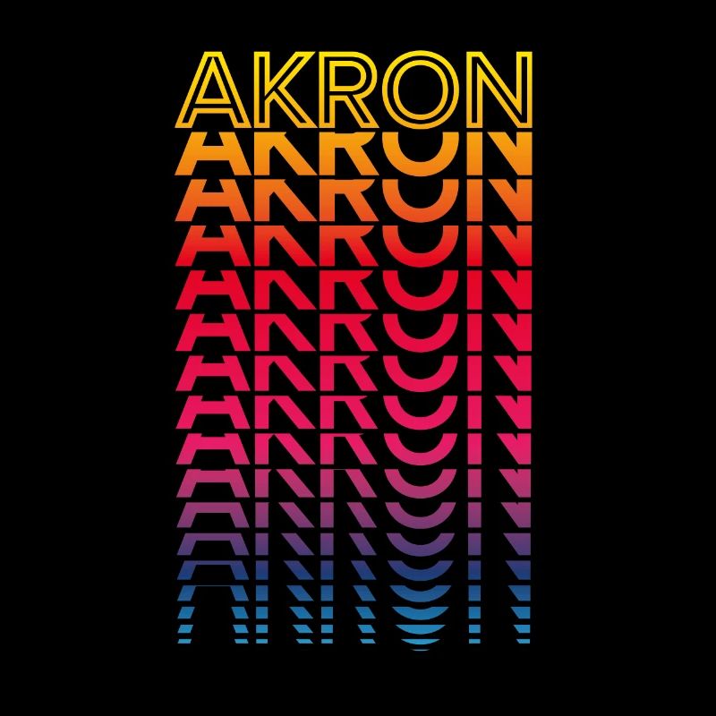 Retro Nostalgisch USA Stadt - Regenbogen Akron