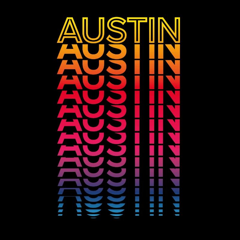 Retro Nostalgic USA City - Rainbow Austin