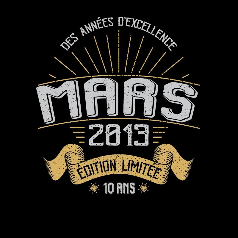 Mars 2013 10 Ans Anniversaire Vintage Idée Cadeau