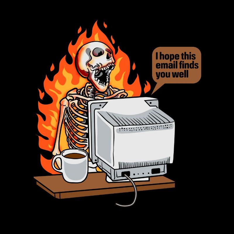 Café saturé au travail nouvel e-mail