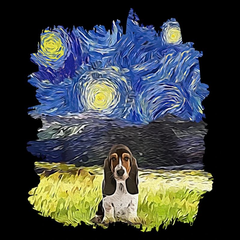 Starry Night - Basset Hound