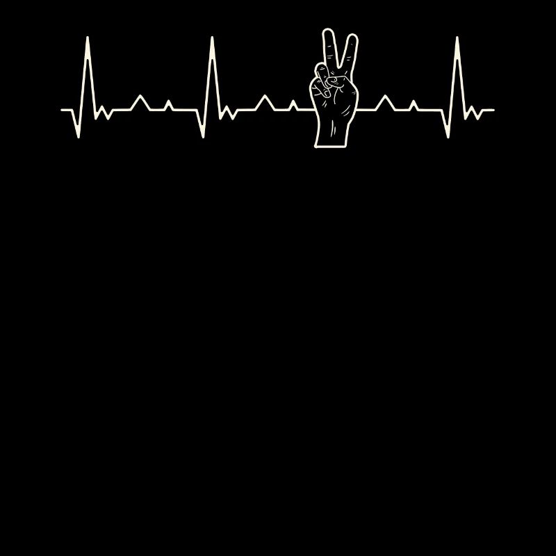 Símbolo de paz de la mano. Corazón. Amor. Ekg.