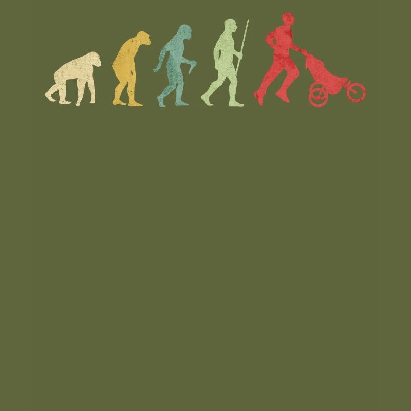 Father Running With Baby Carriage Evolution