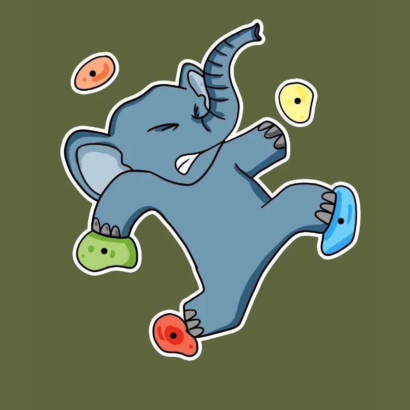 Climbing elephant motif