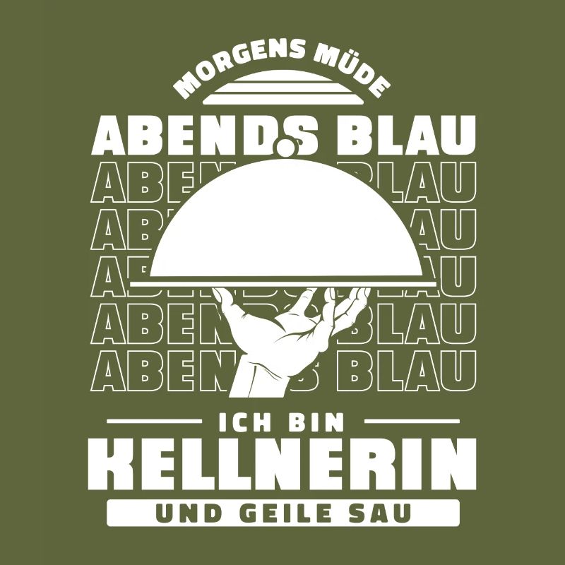 Kellner Kellnerin Morgens Müde Abends Blau