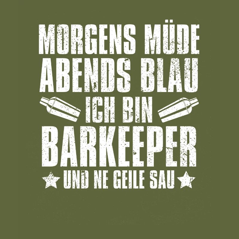 Barkeeper Bartender Morgens Mde Abends Blau
