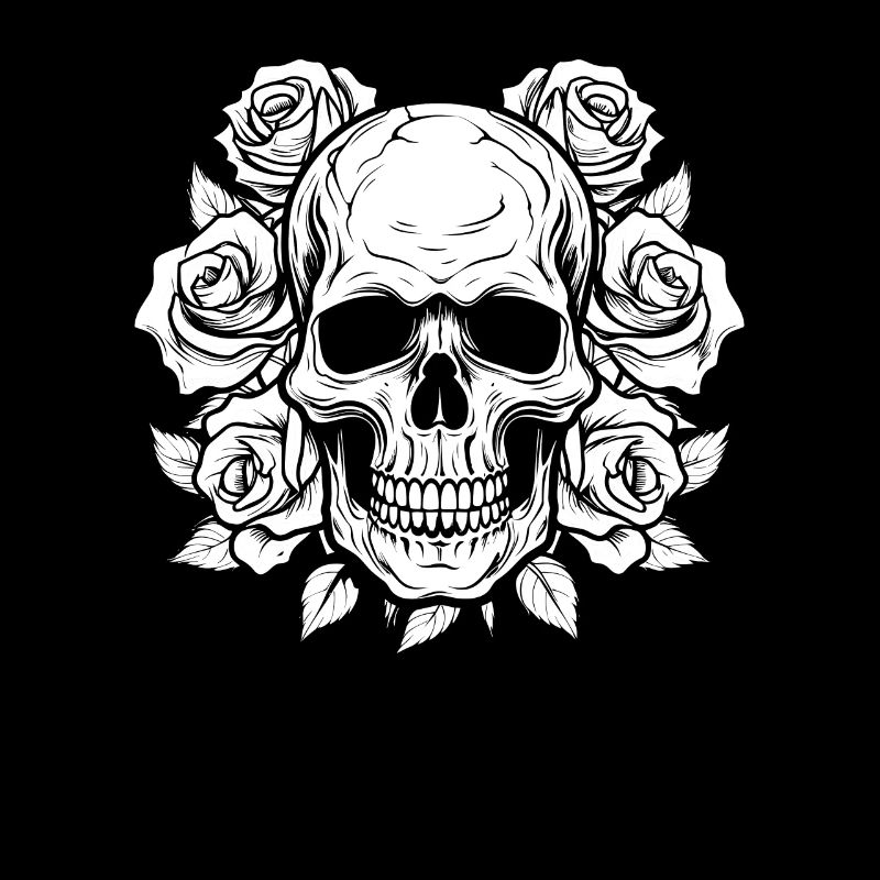 Crâne de Goth Rose rouge