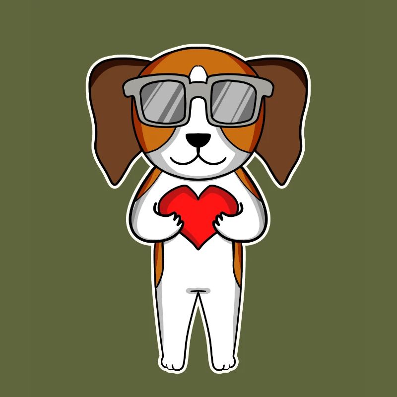 Hund mit Herz und Brille - Beagle