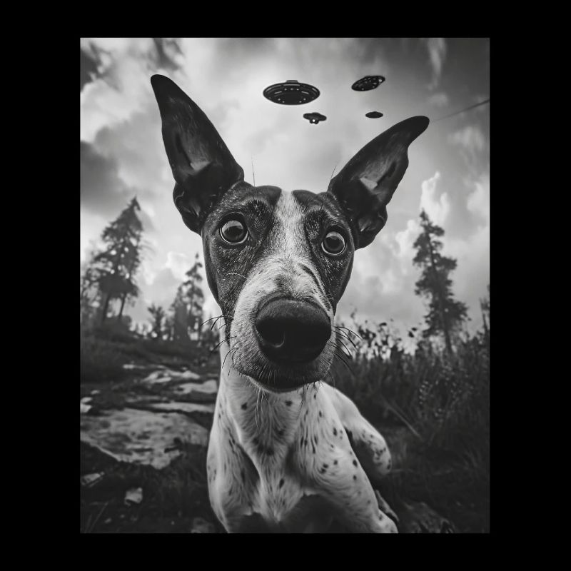 Dog - Alien Selfie Basenji UFO